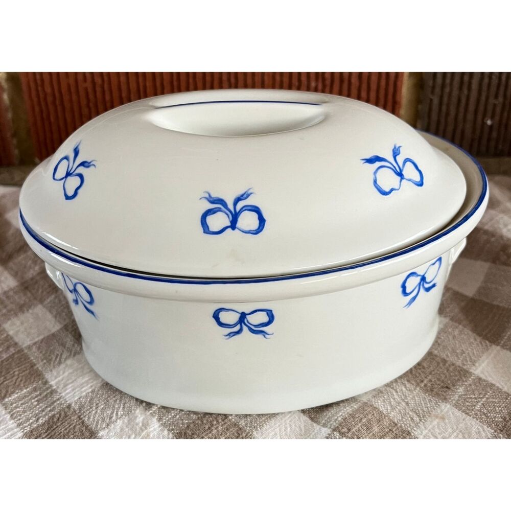 Vintage 6" Vista Alegre EMA Portugal Blue Ribbon Mini Casserole Dish